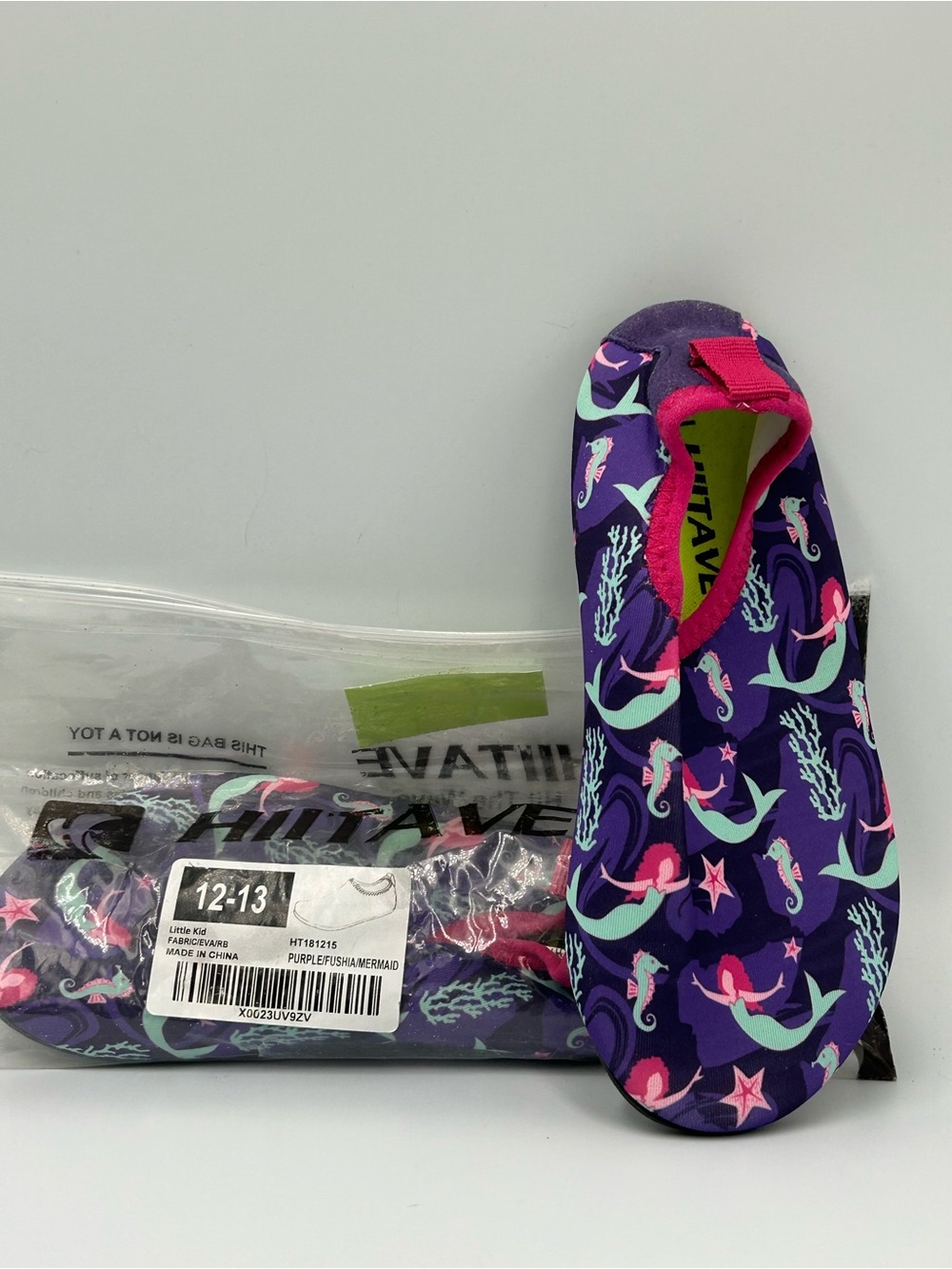 Kids' Purple Mermaid Print Water Shoes with Pink Trim